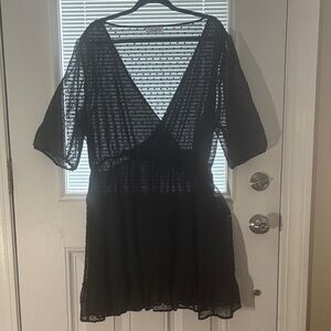 Black Sheer V-Neck Dress/Romper